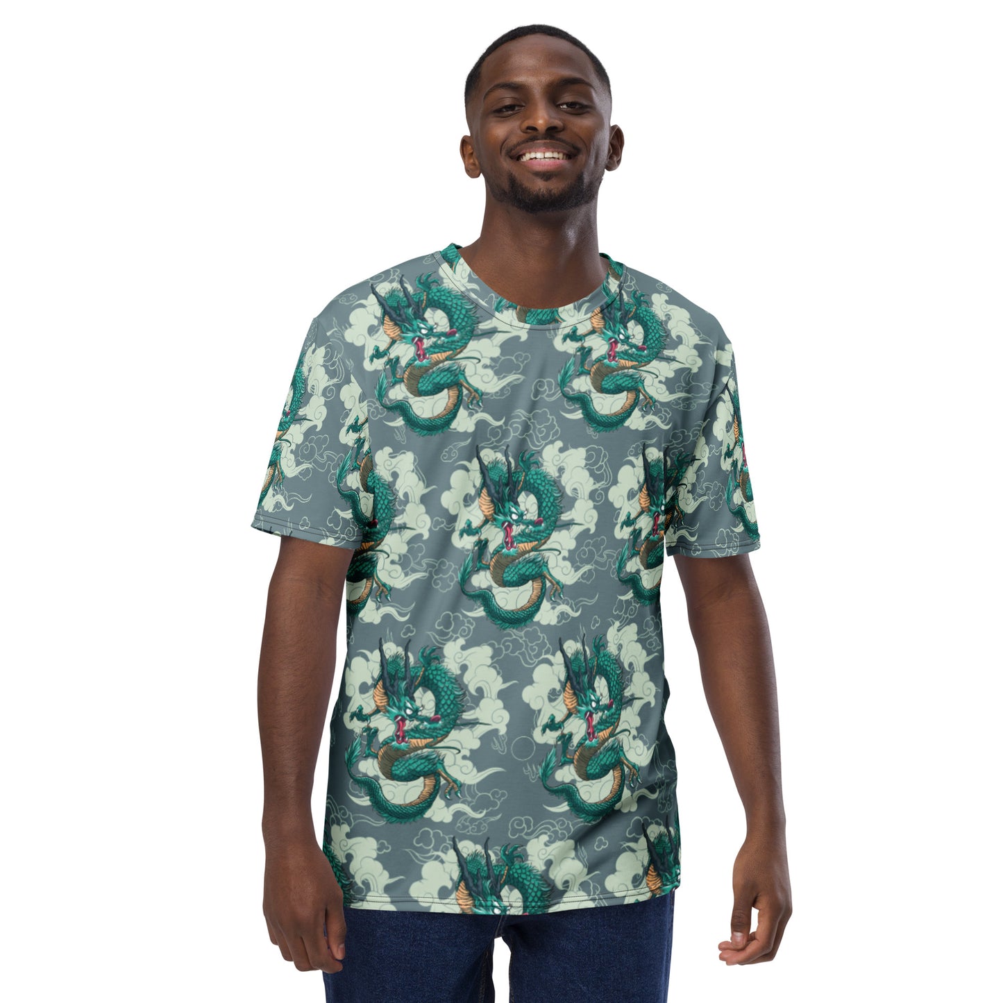 Men's Emerald Dragon Print Shirt